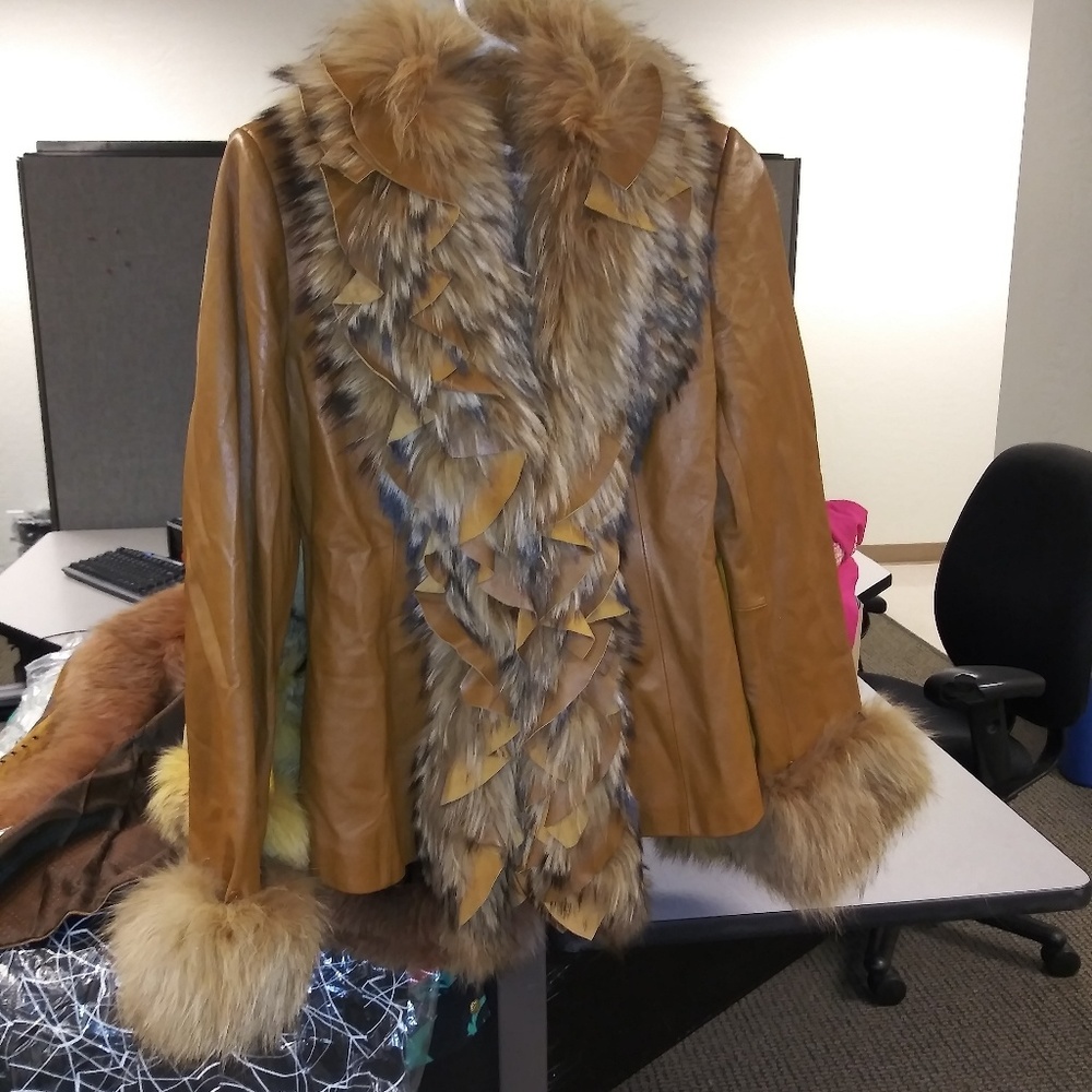 Leather faux fur